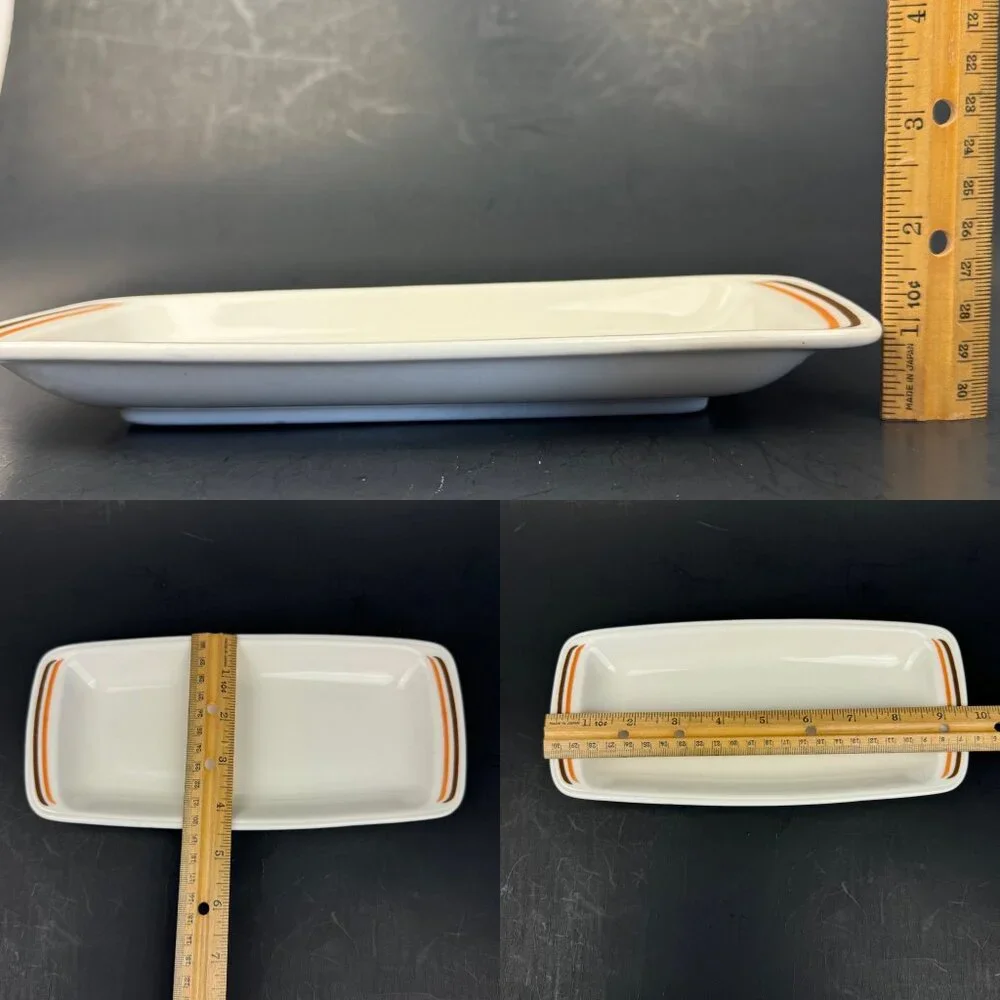 Vtg Mark Buffalo USA Restaurant Ware Thin Rectangular Dish Decor Orange Brown‎